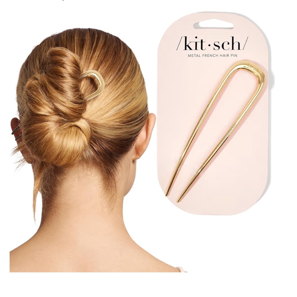 NWT Kitsch French Hair Pin for Women - 1 PC - GOLD Metal NEW